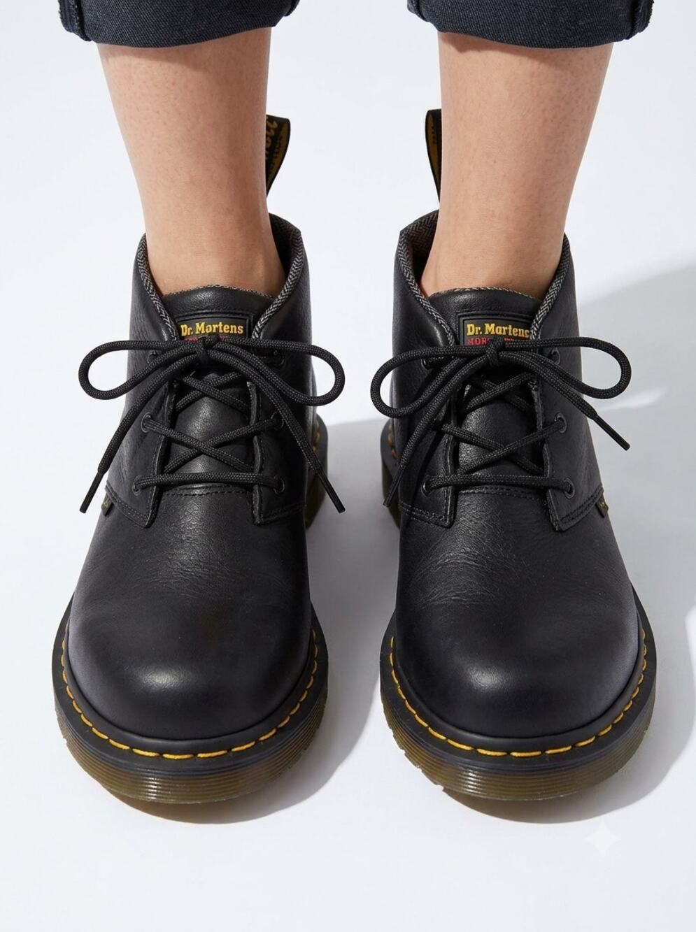 Dr. Martens Industrial Work Boots Unisex 8W / 7M Izzy ST Black Leather Steel Toe